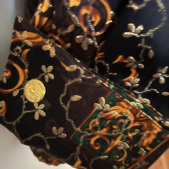 Paolo Santini Vintage Sz S 1980s Silk blouse with Metallic gold thread. - Picture 6 of 10